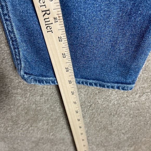 Hollister Vintage Straight Jeans Womens 33/25 Blue Curvy Ultra High Rise Ripped - Picture 6 of 11